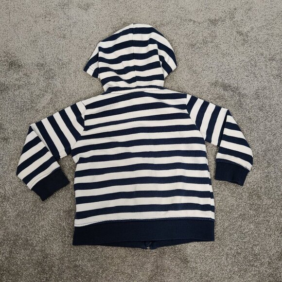 H&M Boy's Striped Hoodie Blue White Size 2-4 Years Old Organic Cotton - Picture 5 of 5